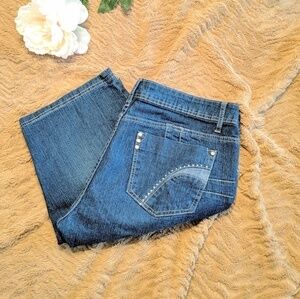 X-tasy Blue Jean Bermuda Shorts Size 12